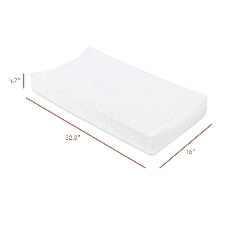 babyletto 100% Quilted Organic Cotton Changing Pad Cover, GOTS-Certified, Fitted 360°, Ultra-Soft and Breathable Muslin - Plain White - Image 3